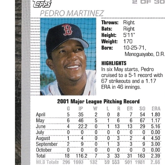 2001/02 Topps Post Cereal #19 Luis Gonzalez Arizona/Pedro Martinez Boston Red - Picture 3 of 5